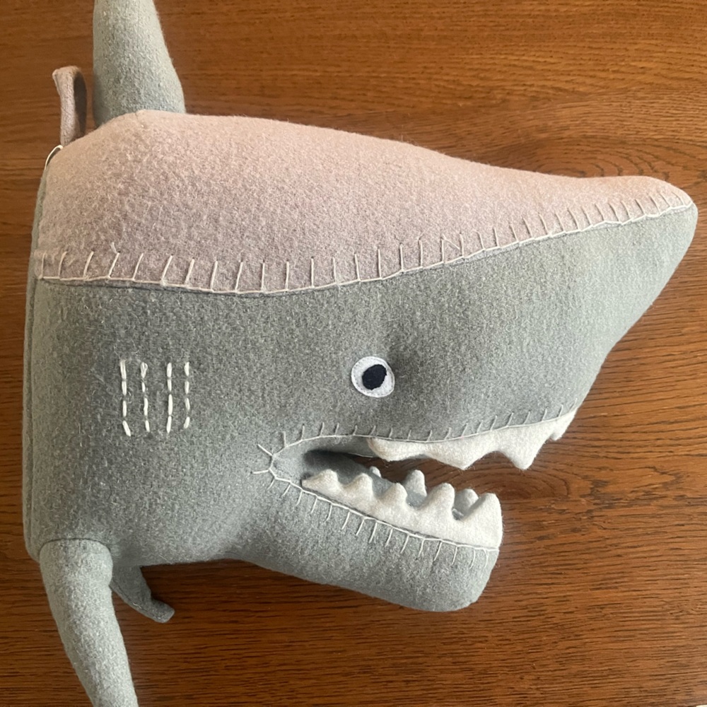Children’s wall art. Plush Shark Head “taxidermy”